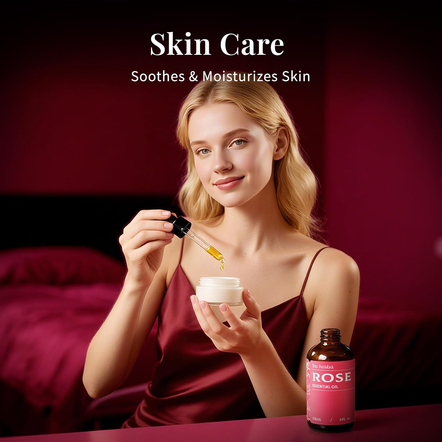SU JUABA Rose Essential Oil for Skin, Face & Hair Care