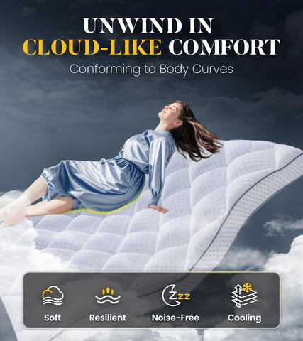 3 Inch Ultra-Fluffy Memory Foam Mattress Topper Cal King for Back Pain, Extra Soft Pillow Top Cal King Mattress Topper with 4X Support, Mattress Pad with Breathable Air Mesh Sides, 6-21'' Deep Pocket