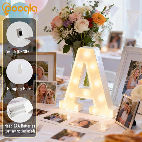 Pooqla LED Marquee Letter Lights Sign, Light Up Alphabet Letter for Home Party Wedding Decoration K
