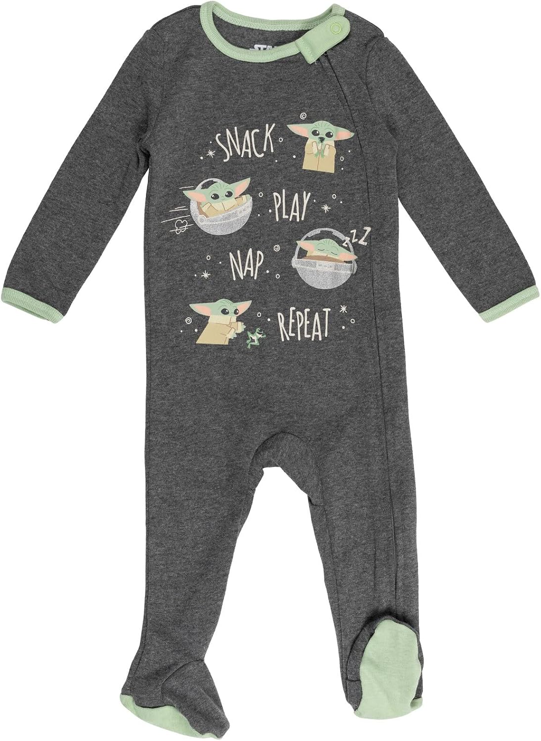STAR WARS The Child Baby Bodysuits Sleep N' Play Coverall Pants Hat and Bibs 8 Piece Outfit Set Newborn to Infant