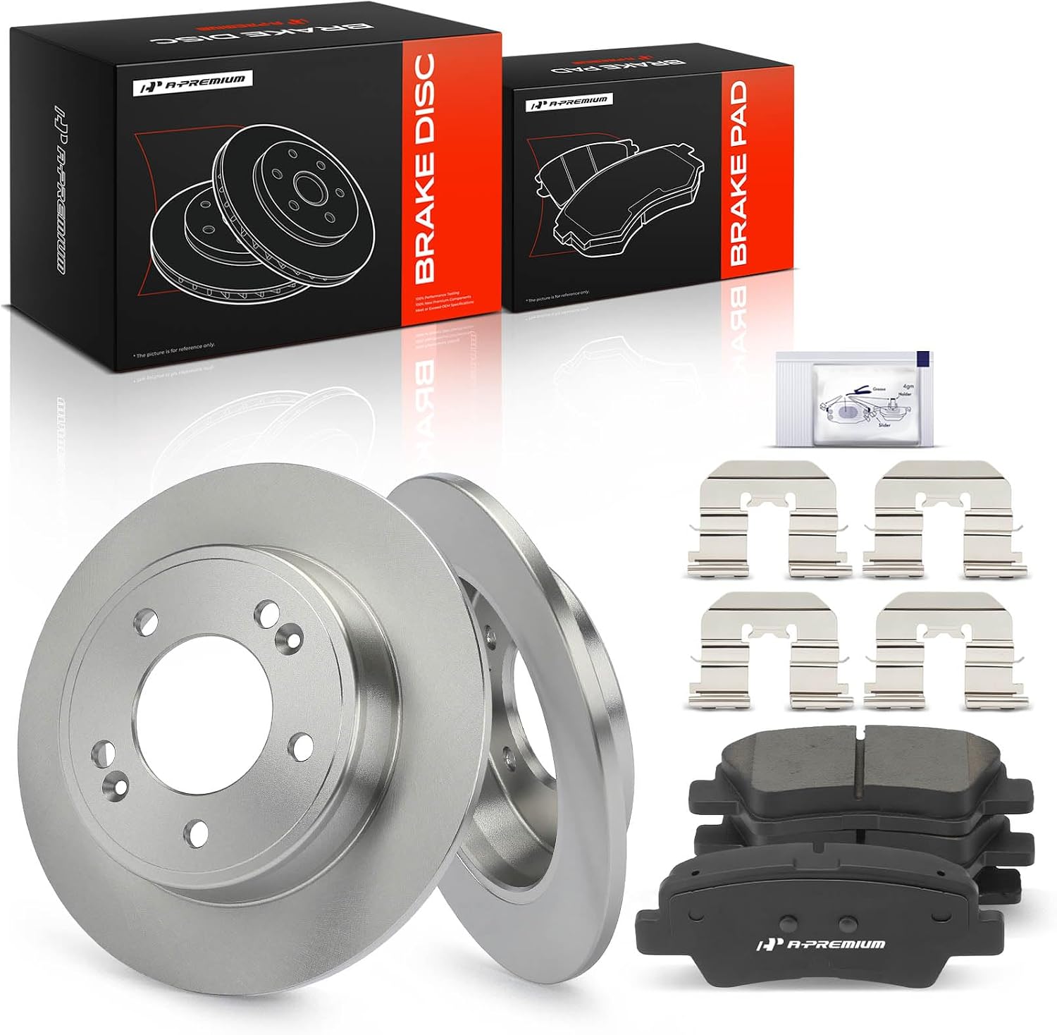 A-Premium 10.31 inch (261.9mm) Rear Solid Brake Rotors and Ceramic Pads Kit