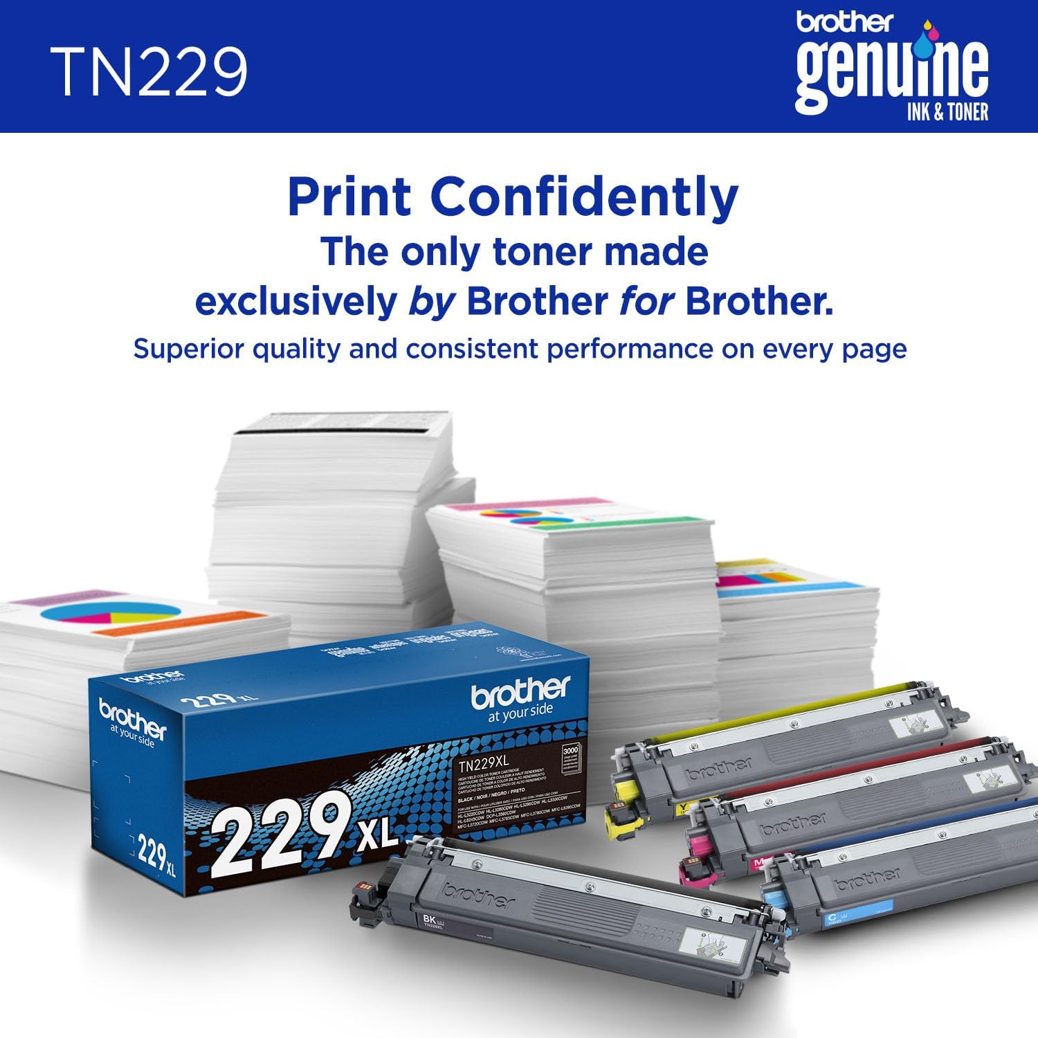Brother Genuine TN229Y Yellow Standard Yield Printer Toner Cartridge - Print up to 1,200 Pages(1)