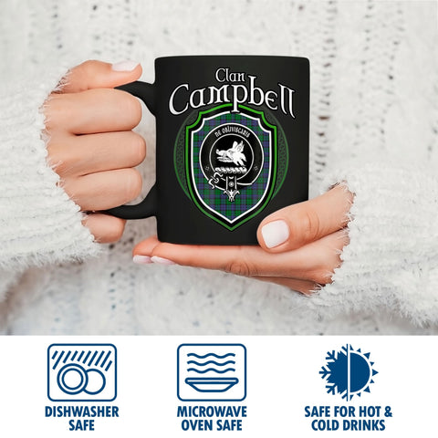 Tuantuyetvoi Campbell Clan Crest | Scottish Clan Campbell Family Badge Cups Black Coffee Mug 11oz
