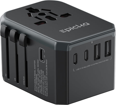 EPICKA Universal Travel Adapter with 1AC/3 USB-C/2 USB-A Ports