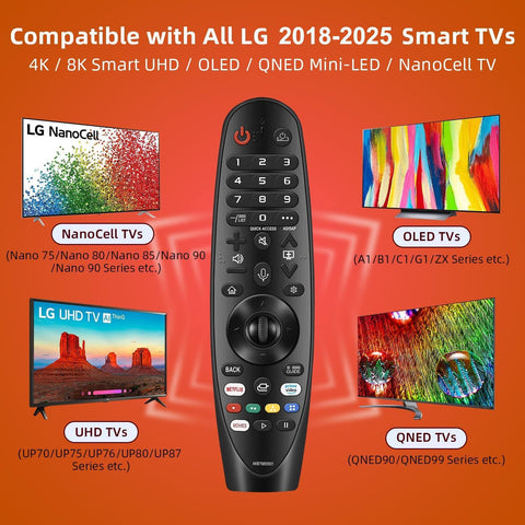 Replacement for LG Remote Control for Smart TV from 2018-2025, for Magic LG TV Remote Replacement with Voice and Pointer Function. 1-Year Warranty.