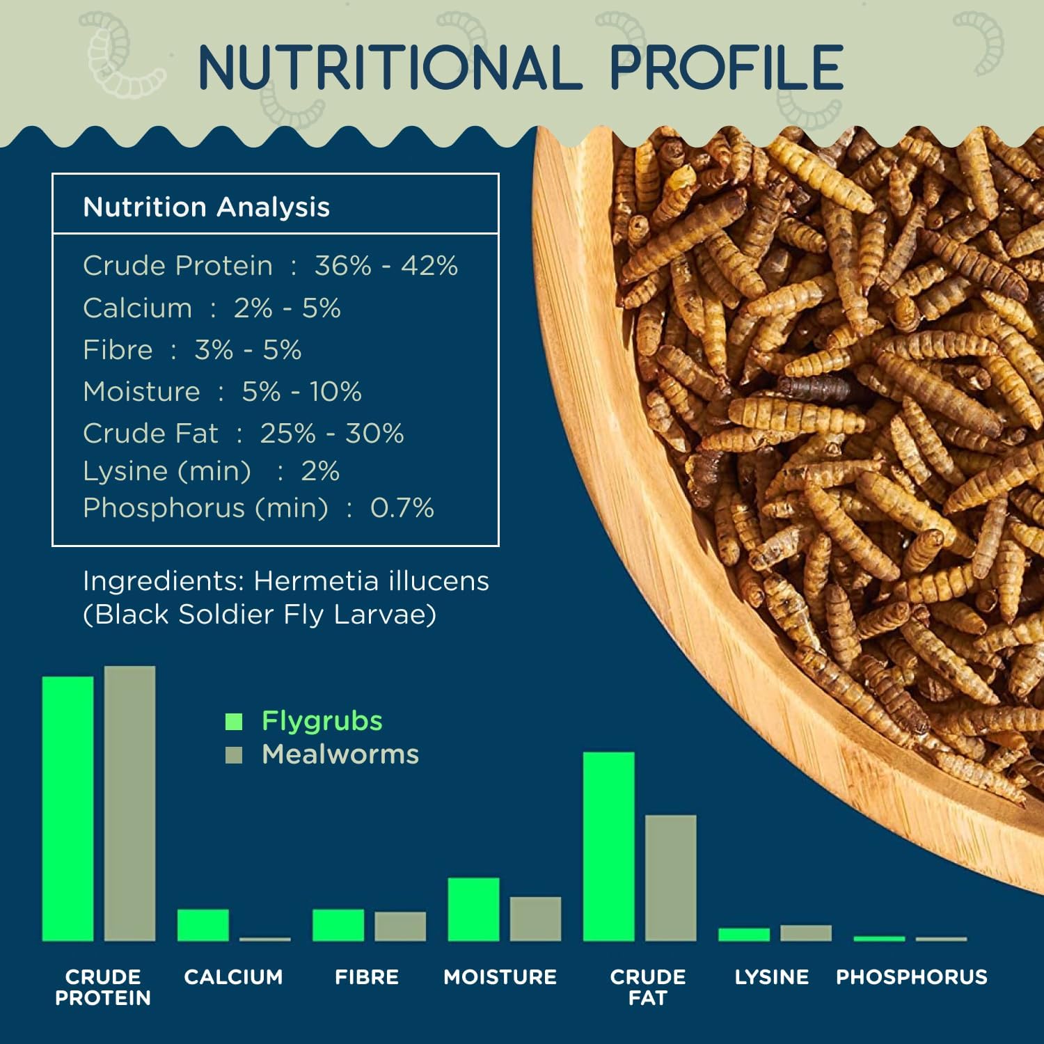 FLYGRUBS 5 lbs Non-GMO Dried Black Soldier Fly Larvae - Chicken Food