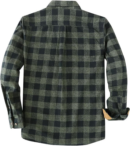 Dubinik® Flannel Shirt for Men Long Sleeve Casual Brushed 100% Cotton Vintage