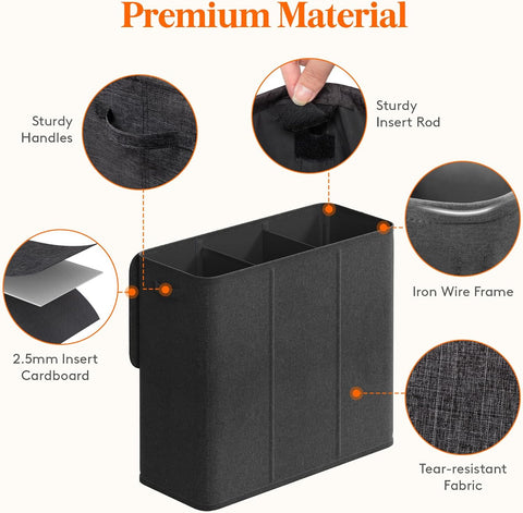 Lifewit Triple Laundry Hamper with Lid, Removable Laundry Bags, Dark Gray