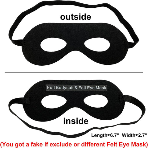 Full Bodysuit Include Felt Eye Mask Kids Costume Open Face Spandex Stretch Zentai Child Suit