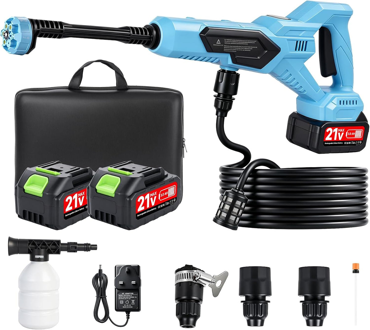 Cordless Portable Washer, 1700 PSI Battery Operated Washer with Brushless Motor, Battery, 16.4FT Elastic Hose, 21V 3.0Ah Portable Handheld Washer for Car, Home, Patio, Driveway