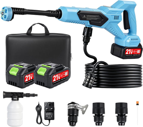 Cordless Portable Washer, 1700 PSI Battery Operated Washer with Brushless Motor, Battery, 16.4FT Elastic Hose, 21V 3.0Ah Portable Handheld Washer for Car, Home, Patio, Driveway