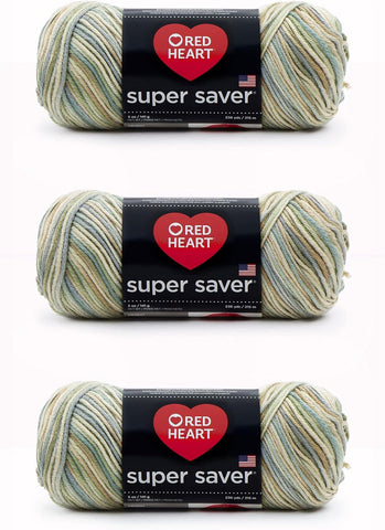 Red Heart Super Saver Yarn, 3 Pack, Aspen Print 3 Count