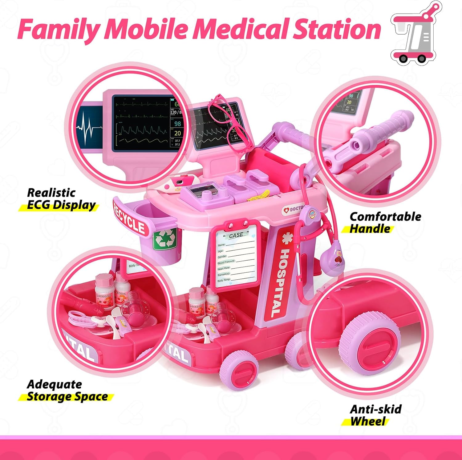 Liberry Toddlers Doctor Kit Toy for Girls Boys Ages 2 3 4 5, Pink