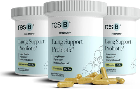 resB Lung Support Probiotic Supplement, 180 Capsules, 3 Bottles