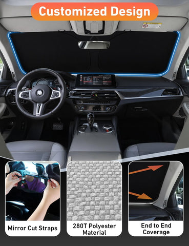 EcoNour Windshield Sunshade Compatible for Ford Mustang 2015-2024 2025 2026