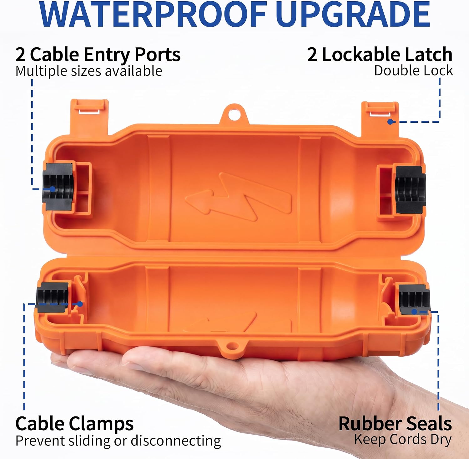 6 Pack Outdoor Extension Cord Safety Cover, Waterproof, Orange