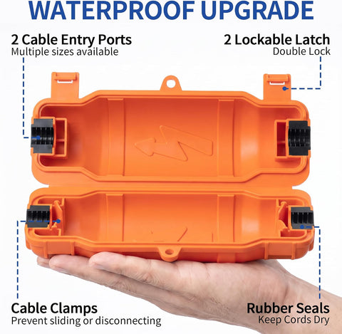 6 Pack Outdoor Extension Cord Safety Cover, Waterproof, Orange