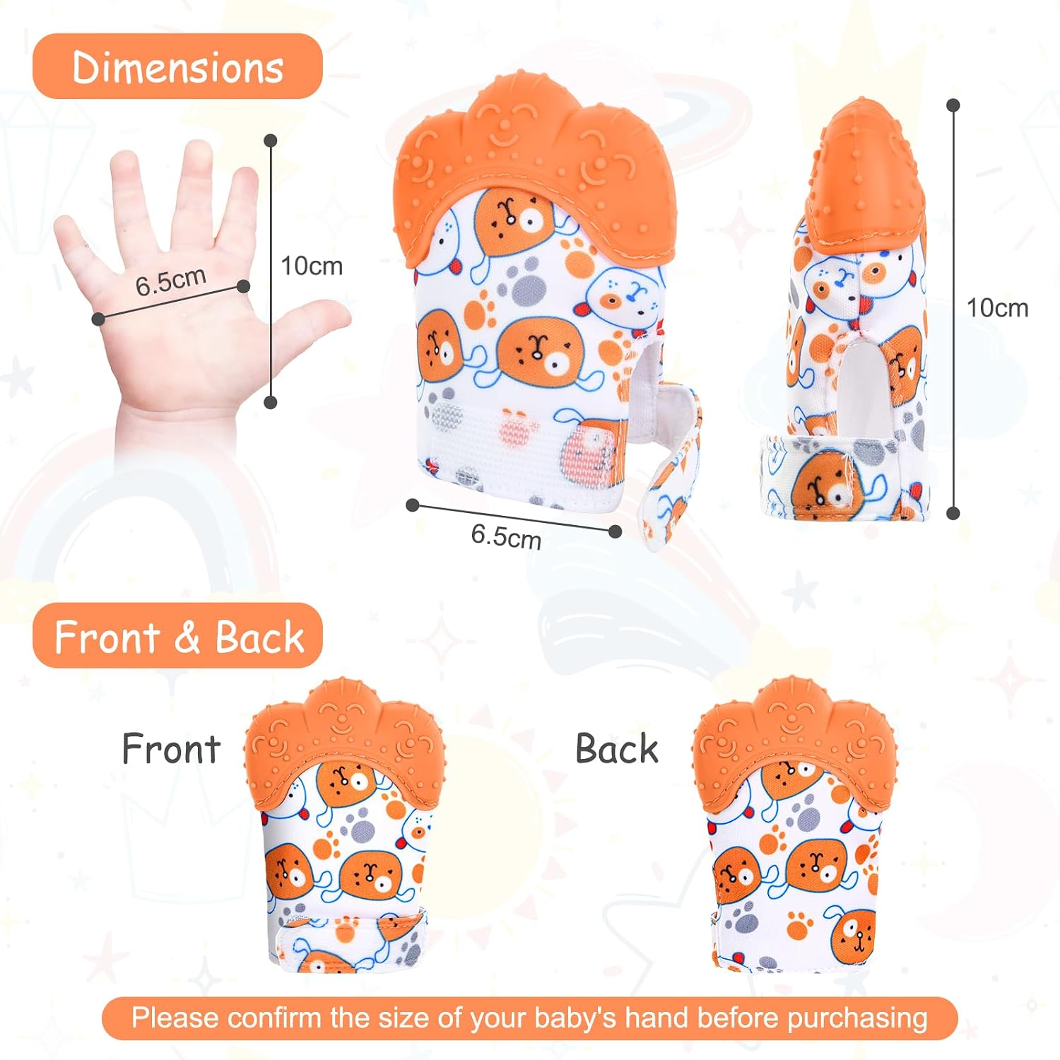 Vicloon 2Pack Silicone Teething Mitt, Soothing Infant Teething Mitten Pain Relief, Prevent Scratches Glove, Safe Silicone Teething Toys for 0-12 Months