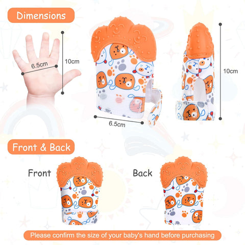Vicloon 2Pack Silicone Teething Mitt, Soothing Infant Teething Mitten Pain Relief, Prevent Scratches Glove, Safe Silicone Teething Toys for 0-12 Months