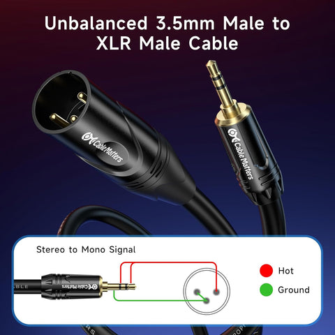 Cable Matters 3.5mm to XLR Cable, Male to Male, 15ft