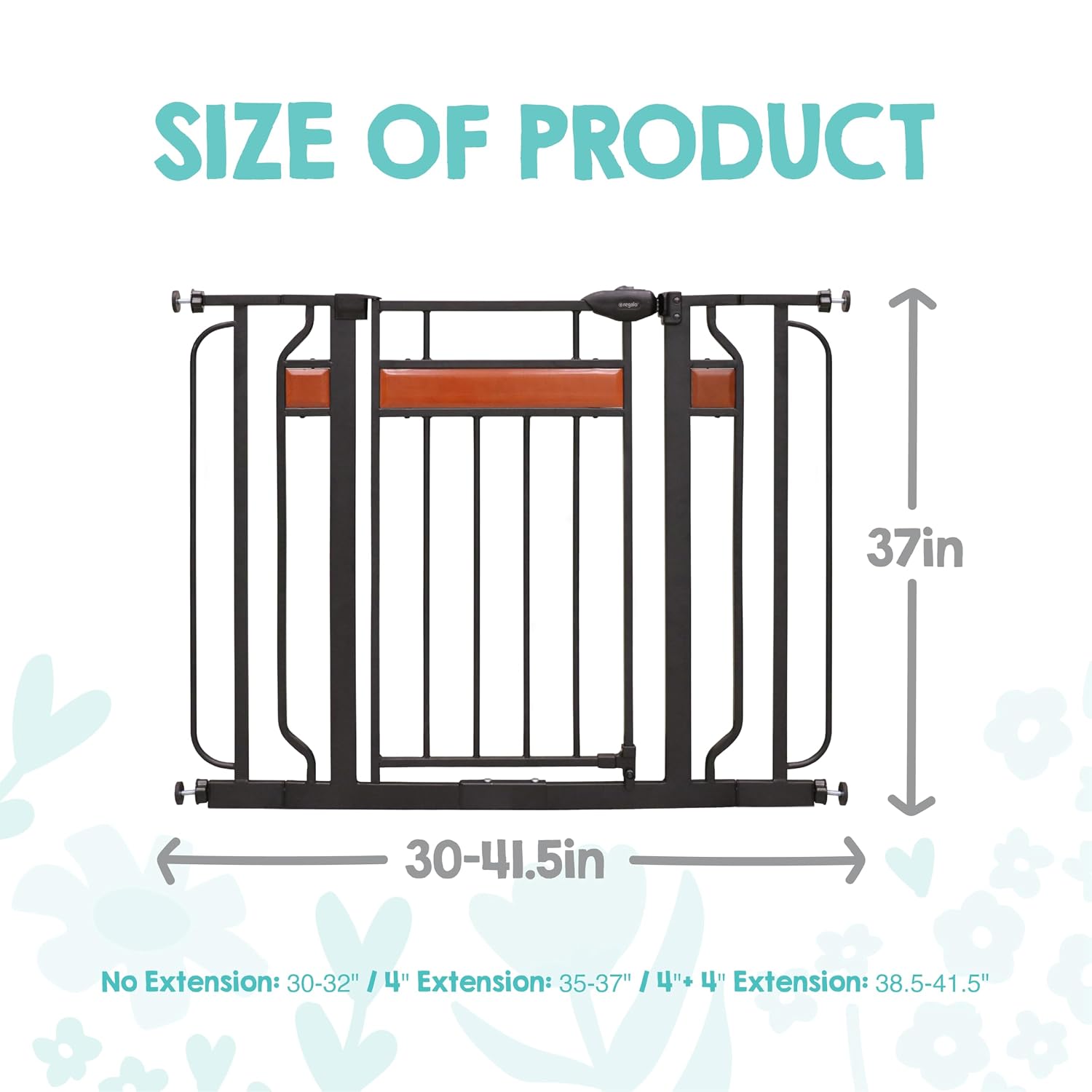 Regalo Safety 37" Extra Tall Baby Gate, Bottom of Stairs & Doorways