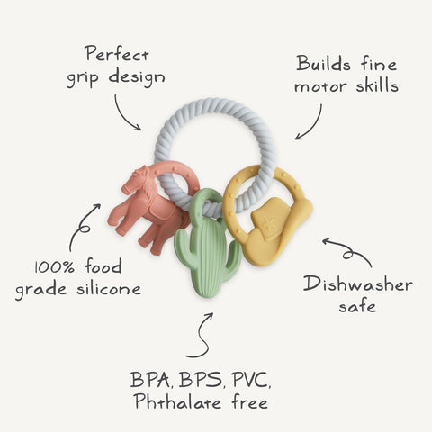 mushie Silicone Western Teething Ring Toy