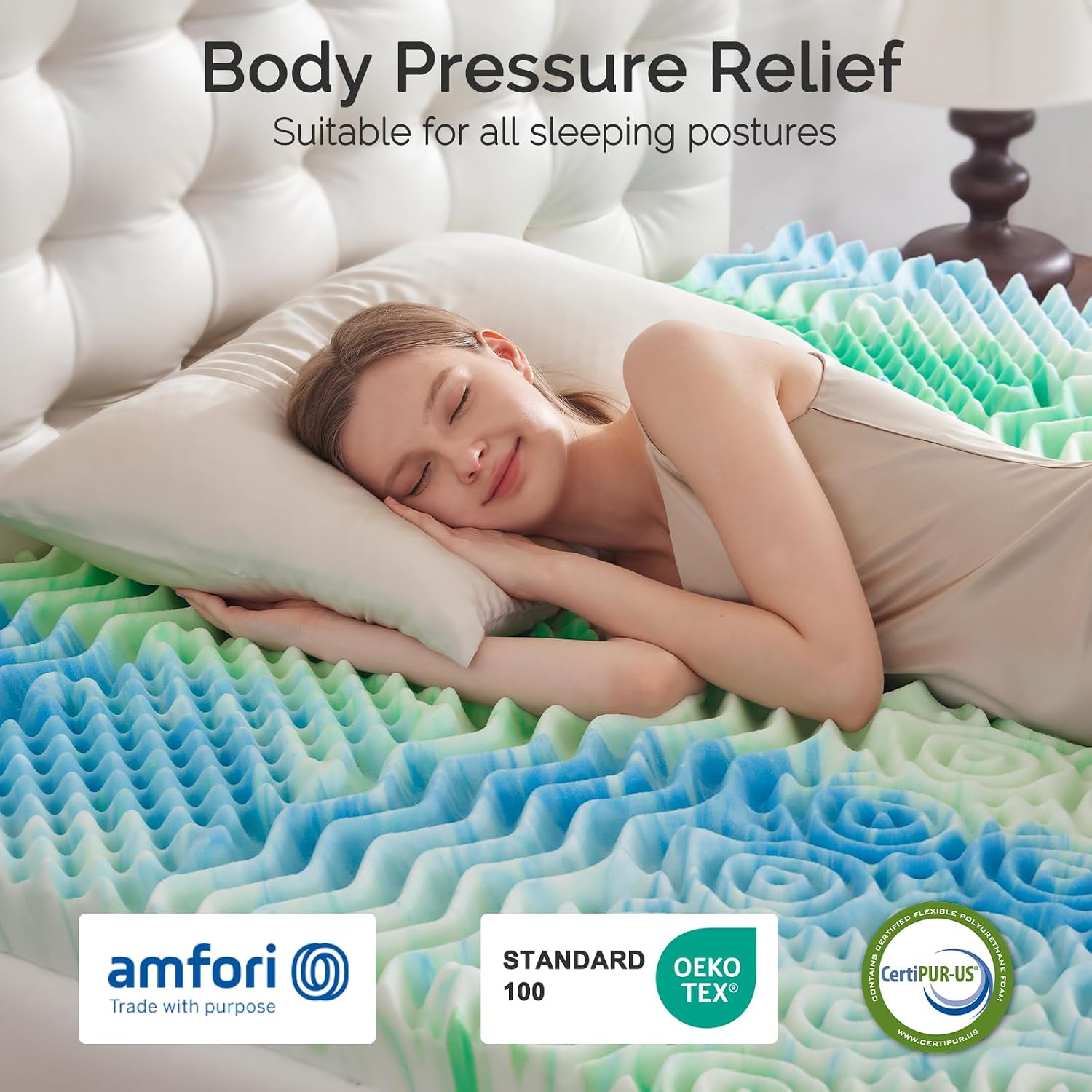 SOOSLEEPY 3 Inch 7-Zone King Memory Foam Mattress Topper Egg Crate Cooling Gel Infused Mattress Pad Bed Topper for Pressure Relief and Back Pain Soft & Breathable, CertiPUR-US Certified