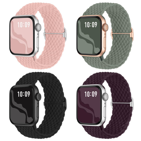 Braided Stretchy Solo Loop Compatible for Apple Watch Band 38mm 40mm 41mm 42mm 44mm 45mm 46mm 49mm for Women Men, Nylon Elastic Straps Wristbands for iWatch Series 10 9 8 7 6 SE 5 4 3 2 Ultra Ultra 2