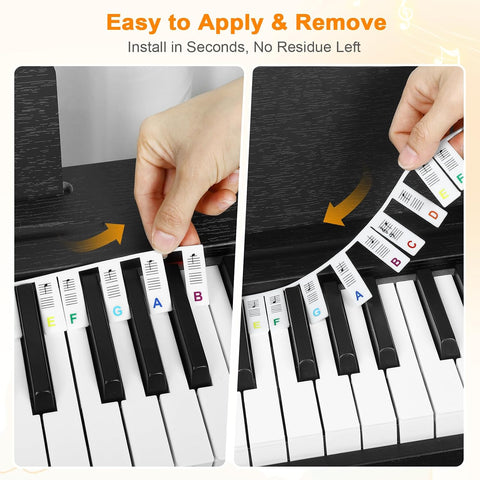 Piano Keyboard Stickers, Removable Piano Keyboard Note Labels for 88-Key