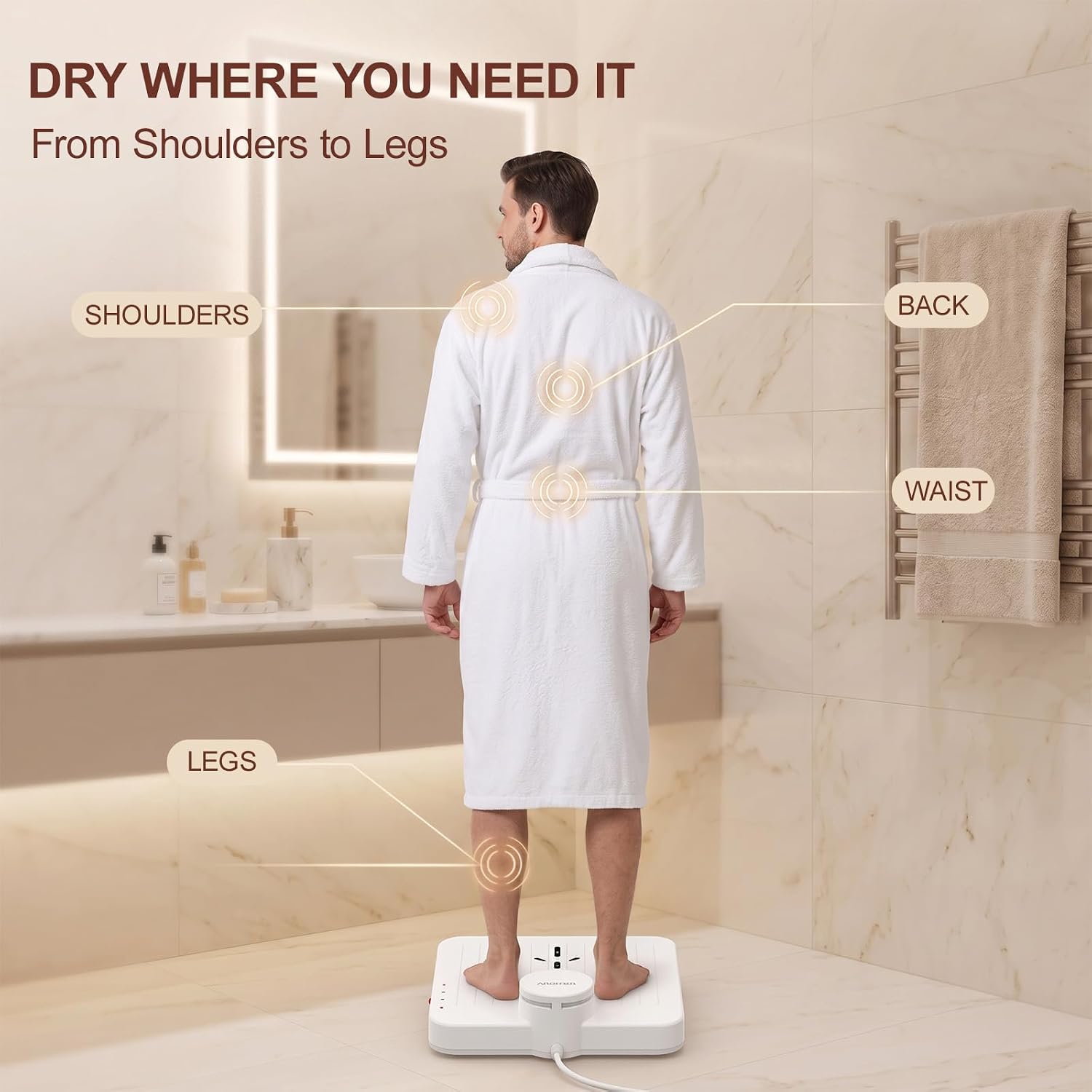WEBACK Body Dryer for Bathroom, 960W Step-on Upward Air Dryer, Warm & Cool