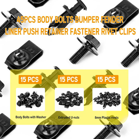 Xislet 45PCS Universal Engine Under Cover Splash Shield Guard Body Bolts