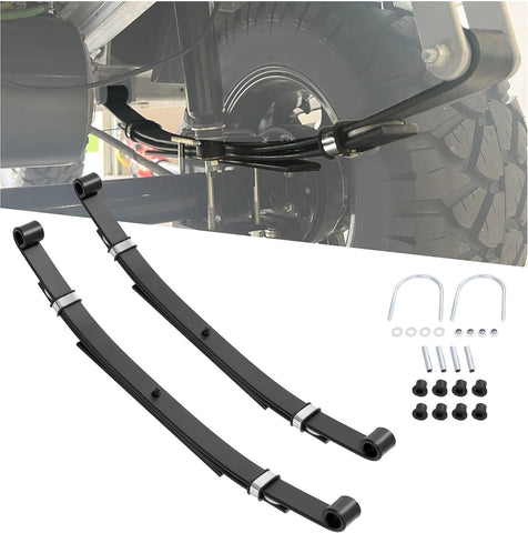 KUAFU Rear Leaf Springs Compatible With Club Car DS Golf Cart 1981-Up Heavy Duty 3 Leafs with Bushings and Sleeves/Set of 2