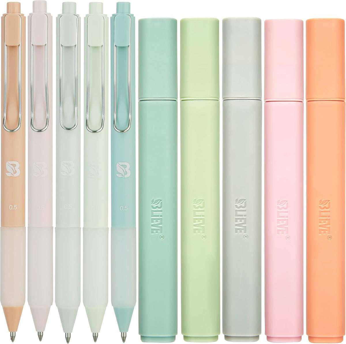 BLIEVE Bible Highlighters And Pens No Bleed, Chisel Tip & Rollerball Pens, Multicolor Ink, Comfort Grip & Fast Dry, Cute Bible Journaling (PASTEL)