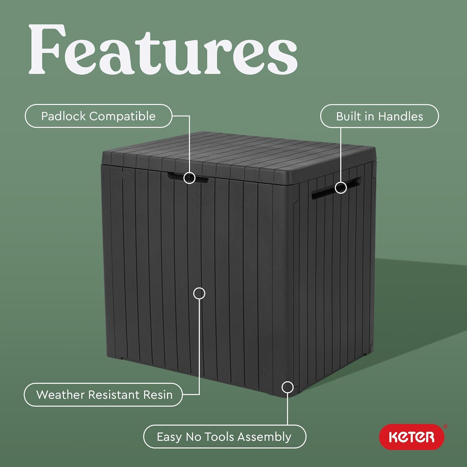 Keter City 30 Gal Outdoor Storage Box and Patio Side Table