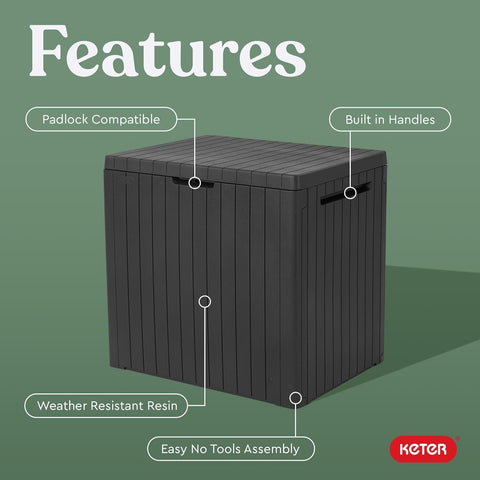 Keter City 30 Gal Outdoor Storage Box and Patio Side Table