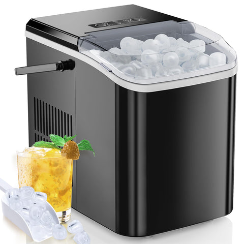 SMUG Countertop Ice Maker, 9 Cubes in 6 Mins, 26lbs in 24Hrs, 2 Sizes of Bullet Ice, Auto-Cleaning, Portable Ice Machine with Handle, Basket and Scoop for Home Kitchen, Party and Camping (Black)