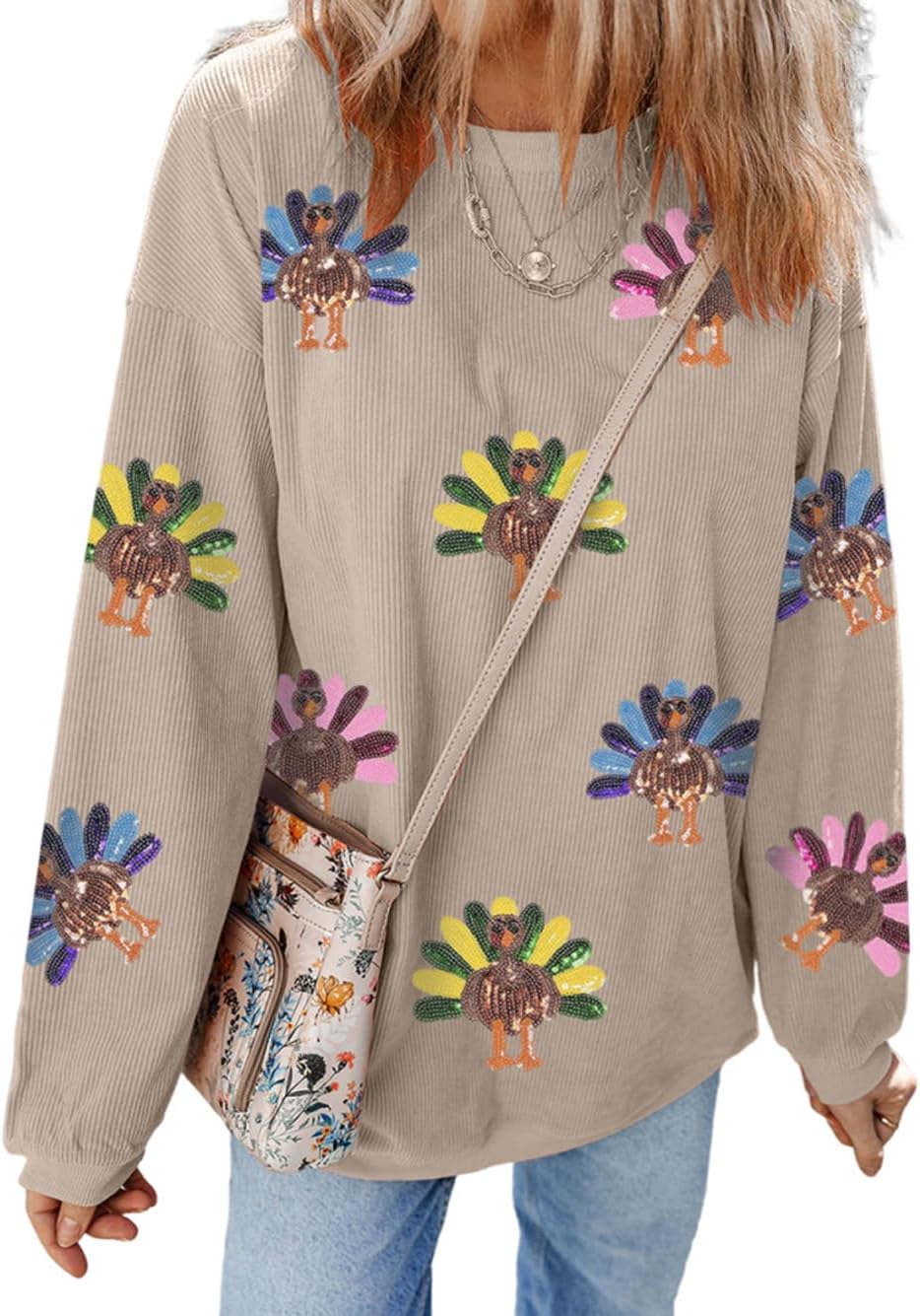 Pinclodly Halloween Sweatshirts for Women Sequin Color Block Crewneck Sweatshirts Long Sleeve Glitter Cute Sweatshirts