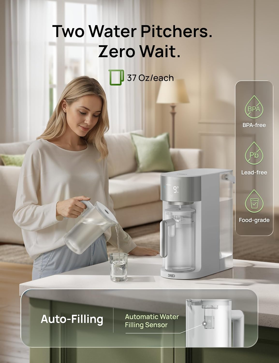 DREO Reverse Osmosis Water Filter Countertop System, RO Water Filter 113 5L