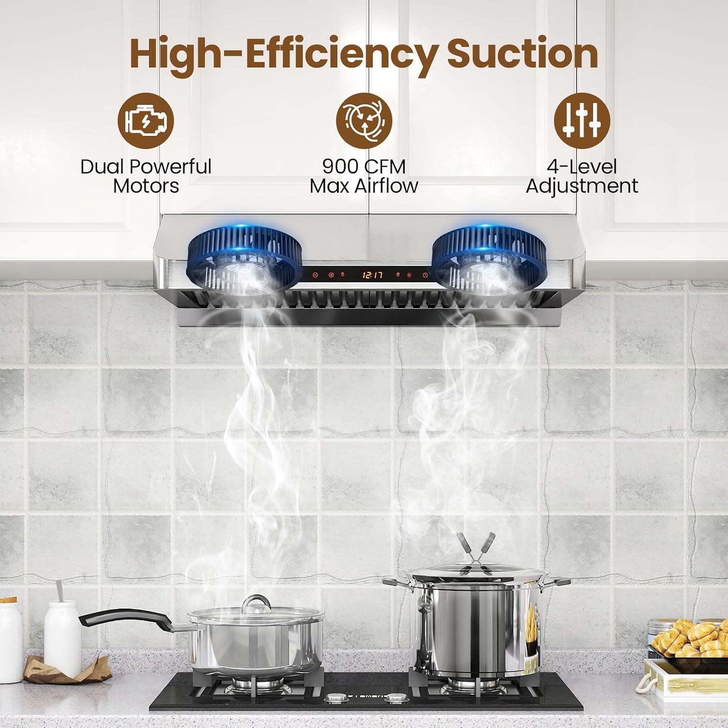 ARLIME Range Hood 30 Inch Under Cabinet, 900 CFM Kitchen Stove Vent