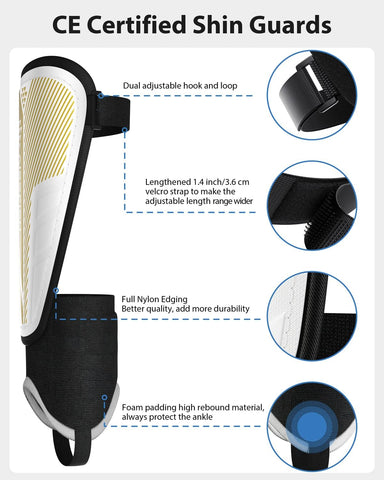 Soccer Shin Guards Pads for Kids Youth Adults CE&CPC Certified