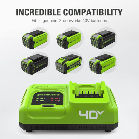 Greenworks 40V 5A Rapid Charger，for All Greenworks 40V Battery
