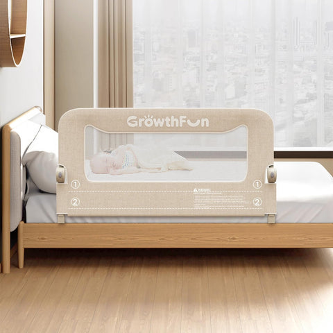 Foldable Bed Rail for Toddlers, 75in Reinforced Carbon Steel Frame&Connectors, Breathable Cationic Fabric - Safety Toddler Bed Rails for Queen, King, Twin, Full, No-Tool Setup.