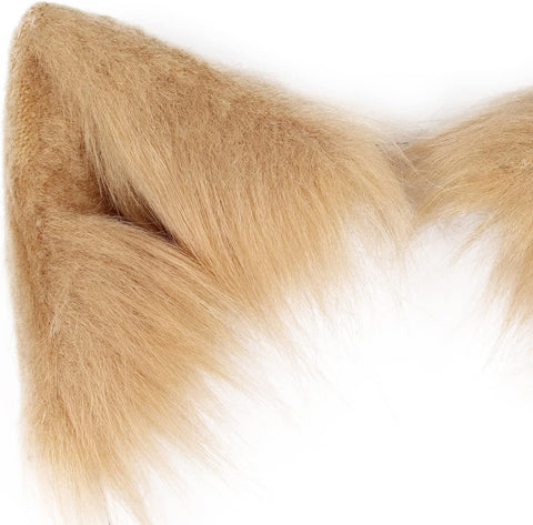 QinRuan Cat Ears and Wolf Fox Animal Tail Cosplay Costume Faux Fur Hair Clip Headdress Halloween Leather Neck Chocker Set