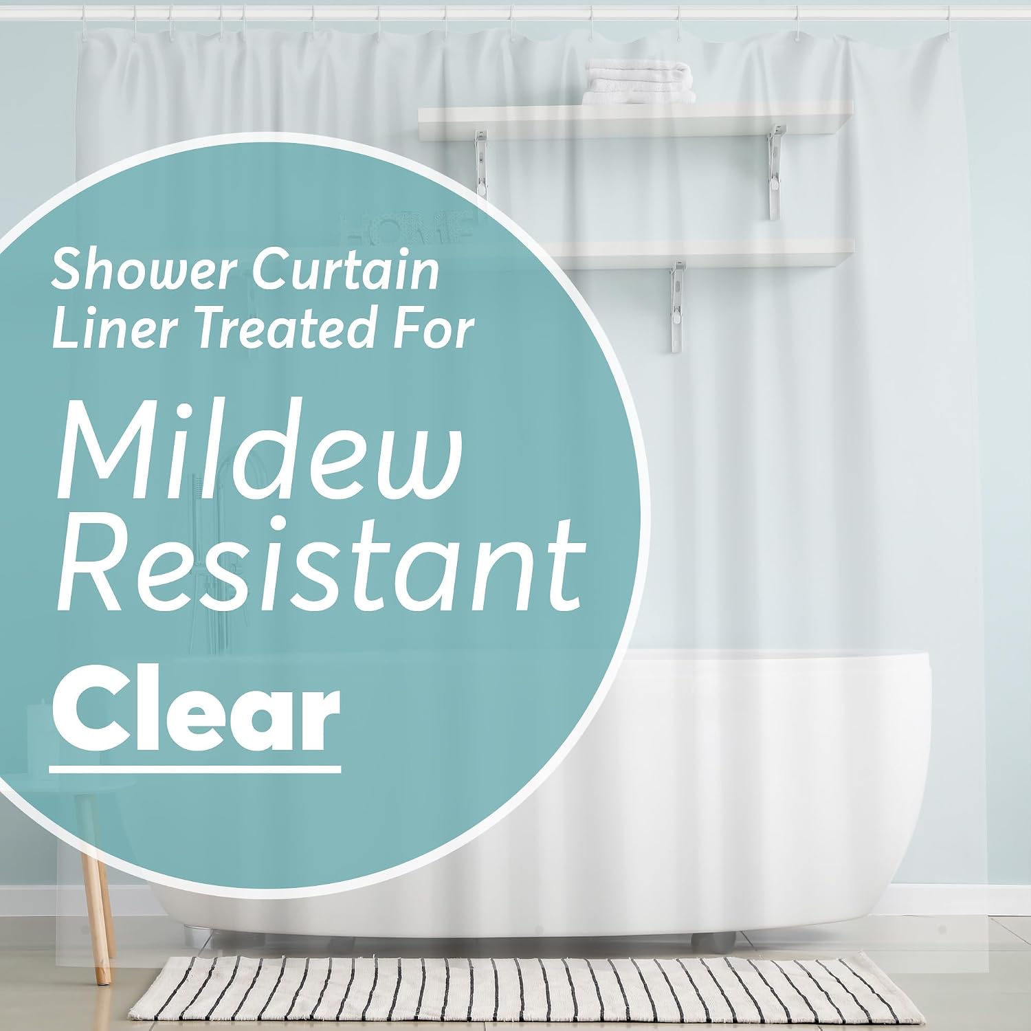 BigFoot Clear Shower Curtain - 72x72 Odorless Plastic with Magnets, Washable Long Bathroom Curtain - Premium PEVA Waterproof Bath Curtain, Rust-Proof Bathroom Essentials