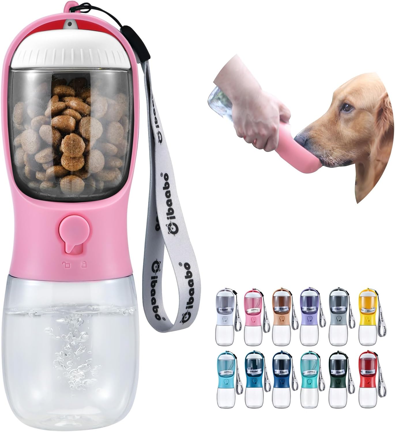 Cibaabo Dog Water Bottle Portable with Food Container & Filter for Travel