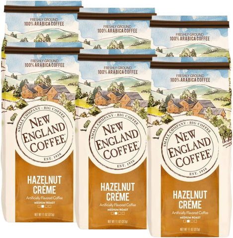 New England Coffee Hazelnut Crème Ground Coffee 11oz (Pack of 6)