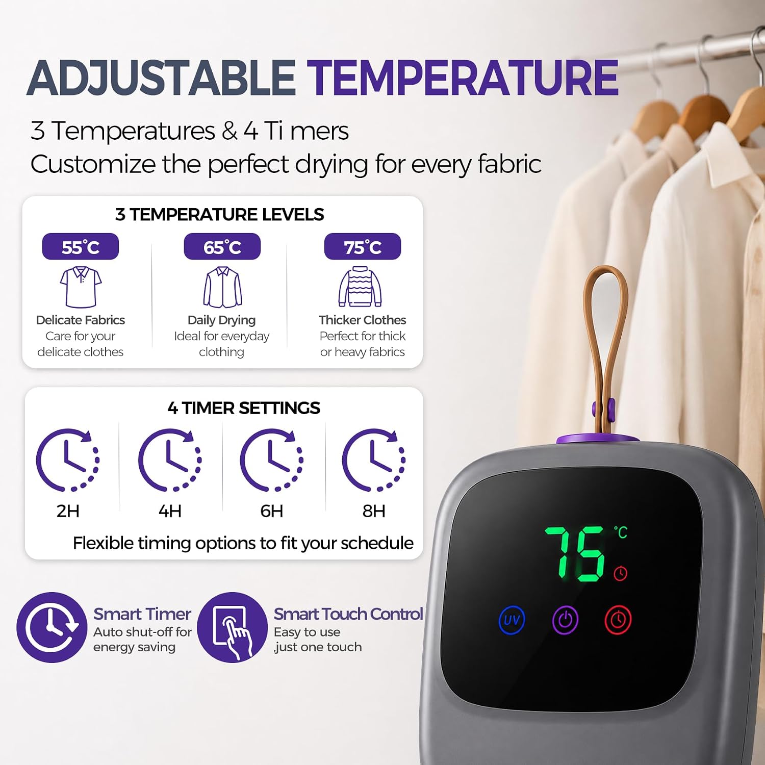 Portable Clothes Dryer, Mini Electric Laundry Dryer with 3 Heat Settings