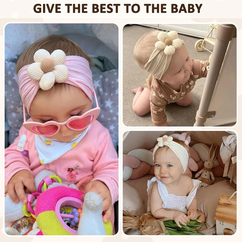 3 Pcs Baby Flower Headbands Baby Girl Nylon Headband Soft Newborn Hairbands