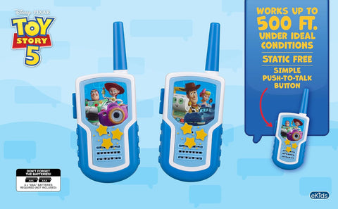 ekids Toy Walkie Talkies for Kids, Static Free Extended Range Indoor and Outdoor Toys (Toy Story 5)