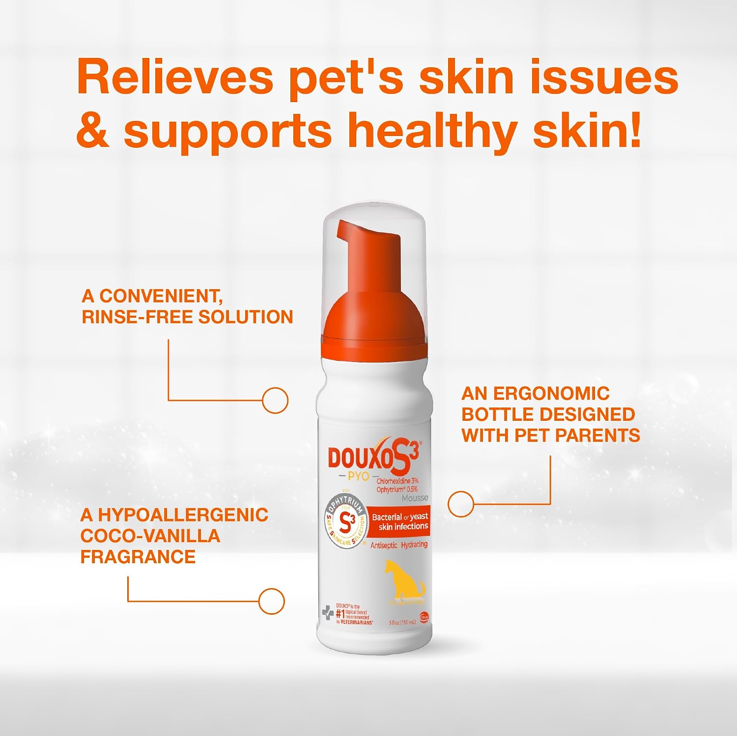 Douxo S3 PYO Medicated Dog Mousse - Bacterial & Yeast Infection Treatment